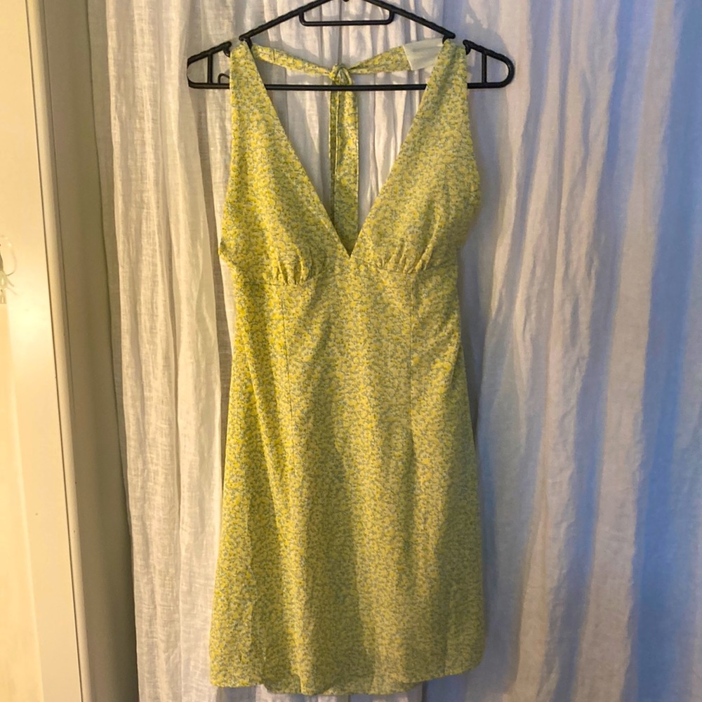 H&M Floral halter, adjustable v-neck, A-line.